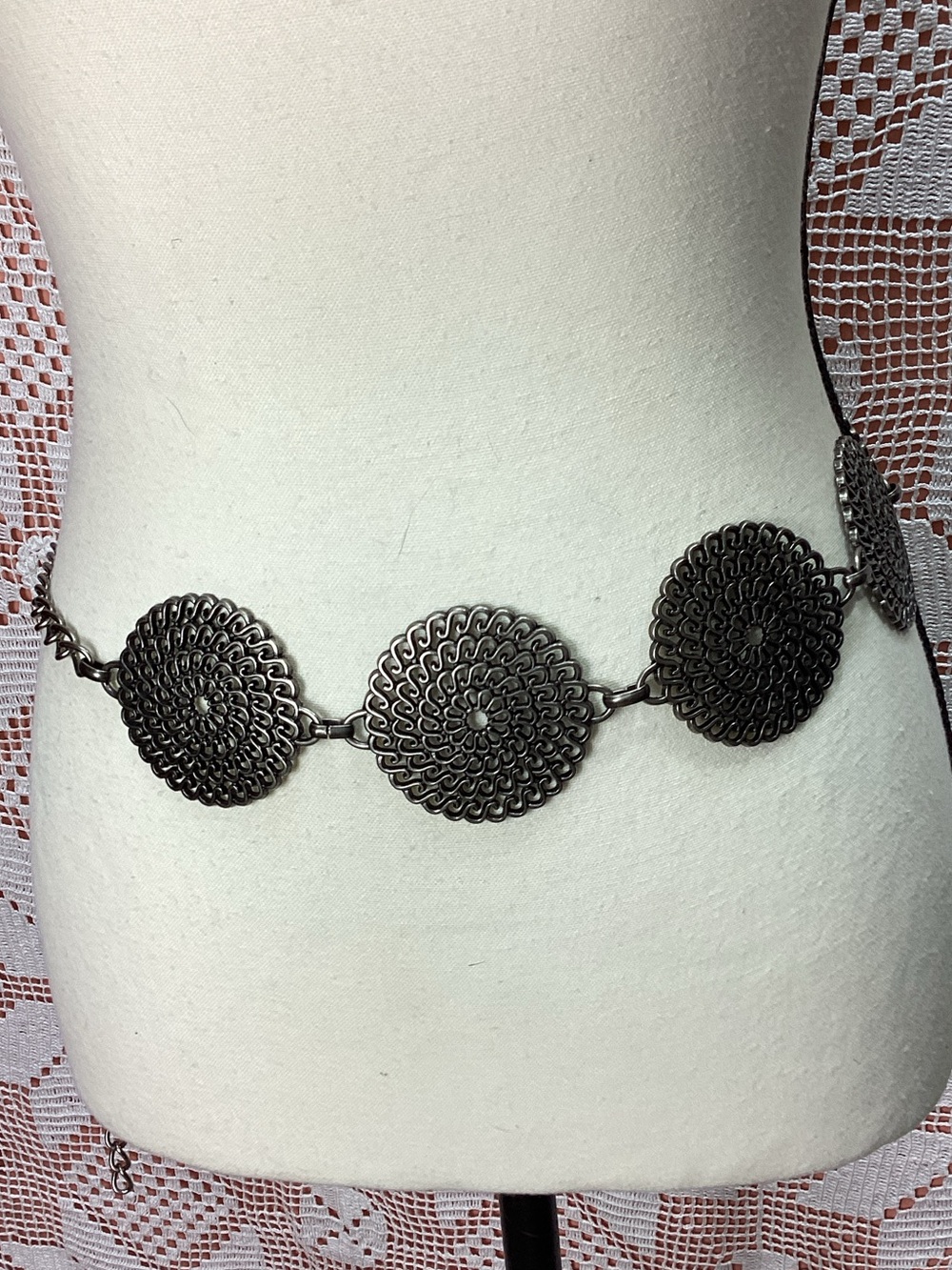 Silver-Tone Medallion Chain Belt